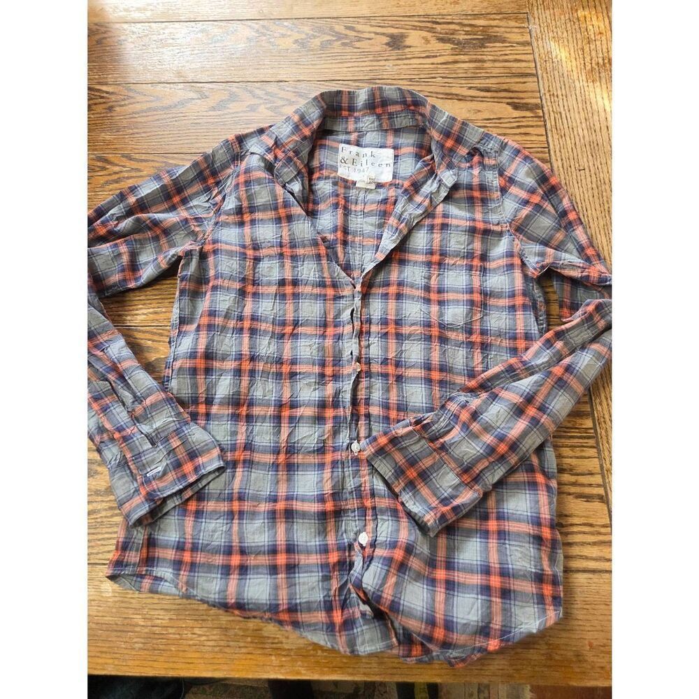 Frank&Eileen Barry grey,blue&red plaid button down shirt sz Large
